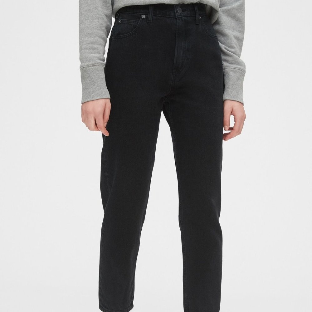 NWT Gap Black Petite High-Waisted Mom Jeans